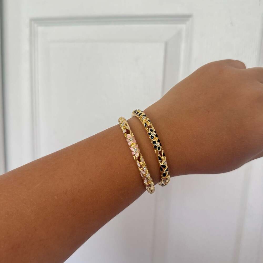Enamel Zircon Bangle Bracelets